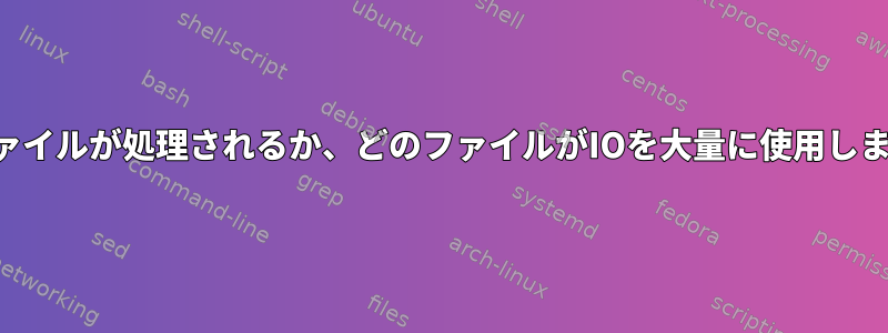 どのファイルが処理されるか、どのファイルがIOを大量に使用しますか？