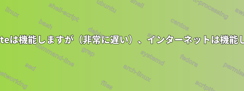 Tracerouteは機能しますが（非常に遅い）、インターネットは機能しません。