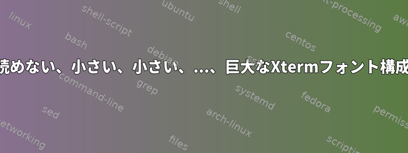 読めない、小さい、小さい、...、巨大なXtermフォント構成