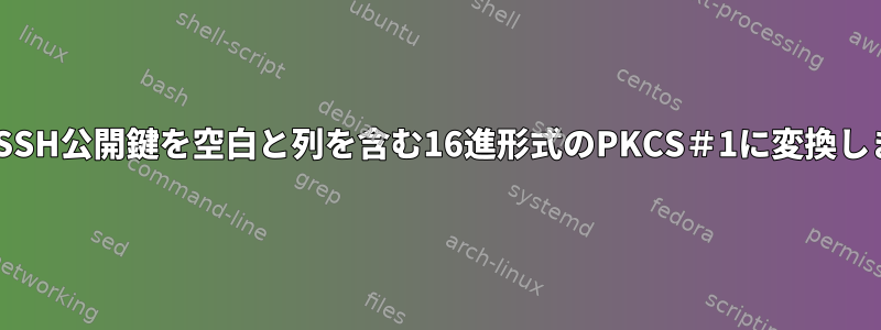 OpenSSH公開鍵を空白と列を含む16進形式のPKCS＃1に変換します。