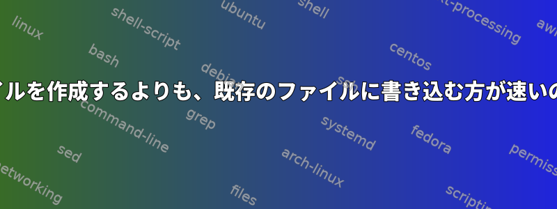 新しい空のファイルを作成するよりも、既存のファイルに書き込む方が速いのはなぜですか？