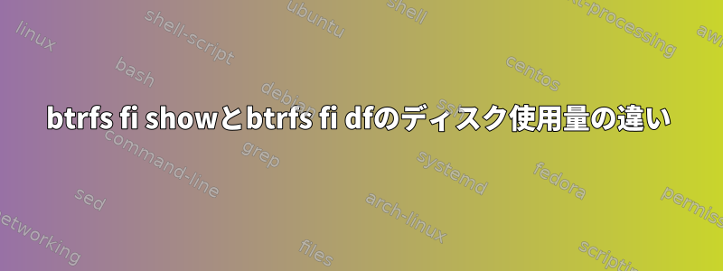 btrfs fi showとbtrfs fi dfのディスク使用量の違い