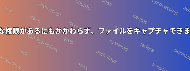 適切な権限があるにもかかわらず、ファイルをキャプチャできません