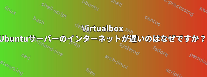 Virtualbox Ubuntuサーバーのインターネットが遅いのはなぜですか？