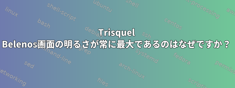 Trisquel Belenos画面の明るさが常に最大であるのはなぜですか？