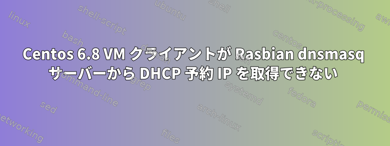 Centos 6.8 VM クライアントが Rasbian dnsmasq サーバーから DHCP 予約 IP を取得できない