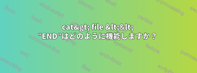 cat&gt; file &lt;&lt; "END"はどのように機能しますか？