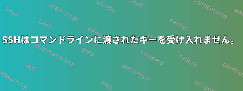 SSHはコマンドラインに渡されたキーを受け入れません。