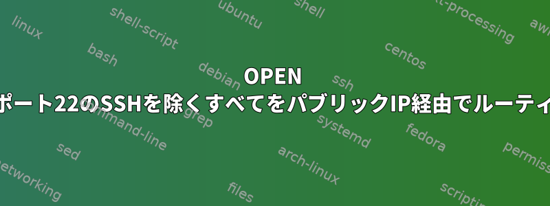 OPEN VPNを介してポート22のSSHを除くすべてをパブリックIP経由でルーティングします。