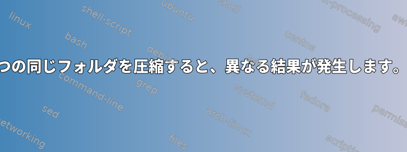 2つの同じフォルダを圧縮すると、異なる結果が発生します。