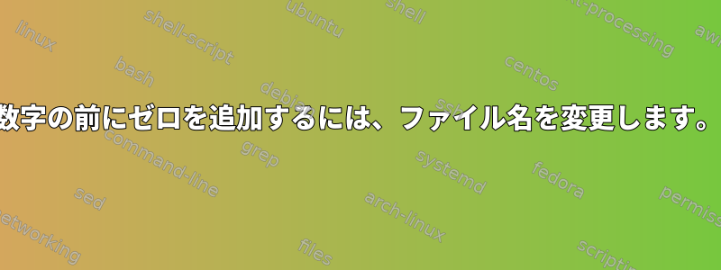 数字の前にゼロを追加するには、ファイル名を変更します。