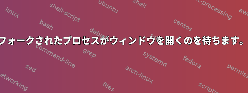 フォークされたプロセスがウィンドウを開くのを待ちます。