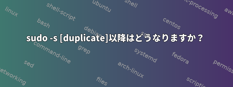 sudo -s [duplicate]以降はどうなりますか？