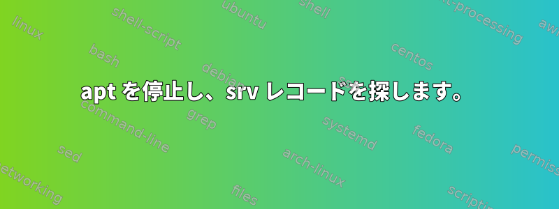 apt を停止し、srv レコードを探します。