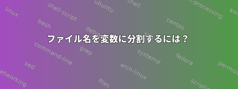 ファイル名を変数に分割するには？