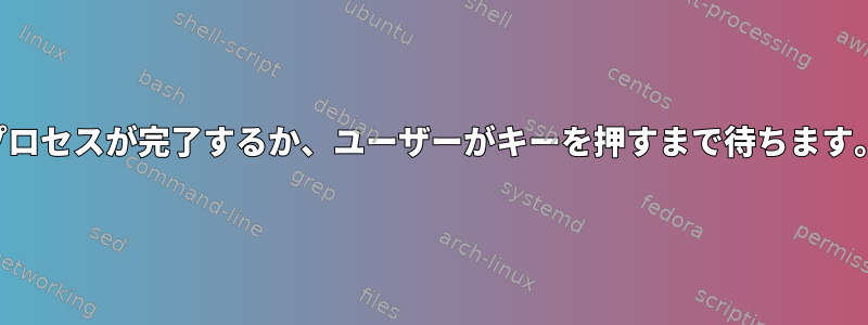 プロセスが完了するか、ユーザーがキーを押すまで待ち​​ます。