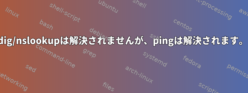 dig/nslookupは解決されませんが、pingは解決されます。