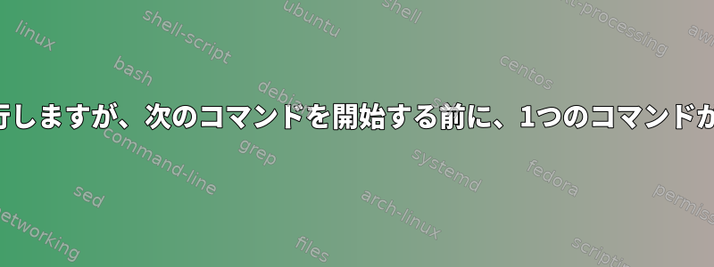 2つのコマンドを並列に実行しますが、次のコマンドを開始する前に、1つのコマンドが完了するのを待ちます。