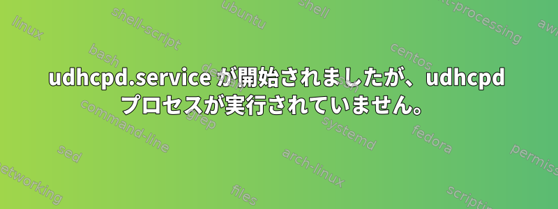 udhcpd.service が開始されましたが、udhcpd プロセスが実行されていません。