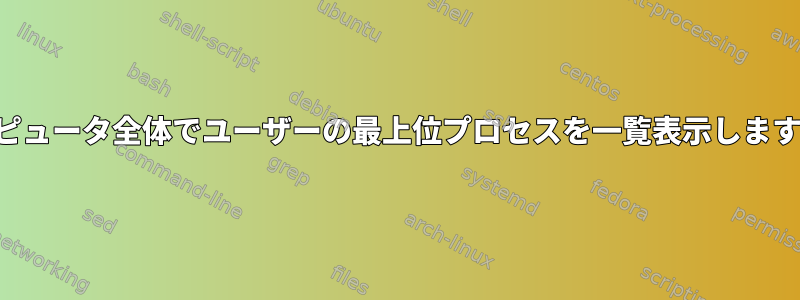 コンピュータ全体でユーザーの最上位プロセスを一覧表示しますか？