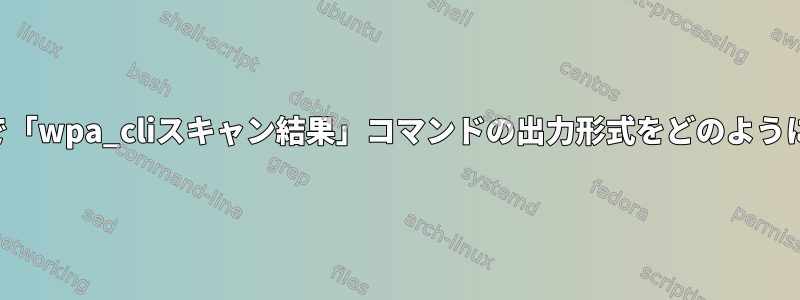 ソートされた列で「wpa_cliスキャン結果」コマンドの出力形式をどのように指定しますか？