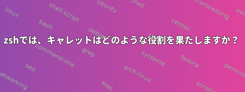 zshでは、キャレットはどのような役割を果たしますか？