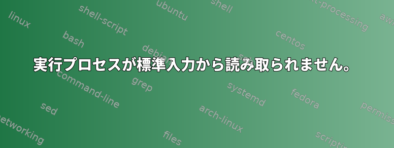 実行プロセスが標準入力から読み取られません。