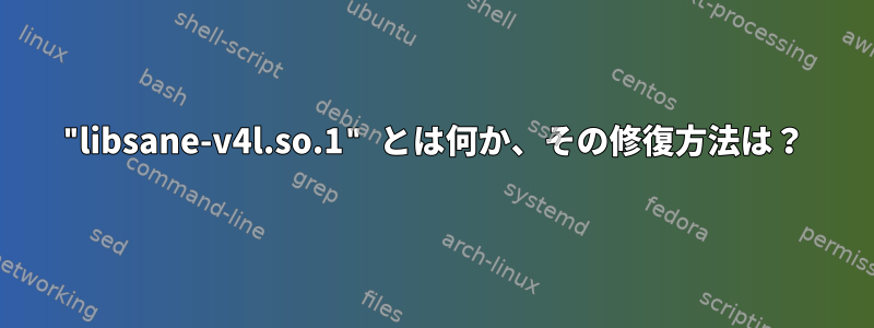 "libsane-v4l.so.1" とは何か、その修復方法は？