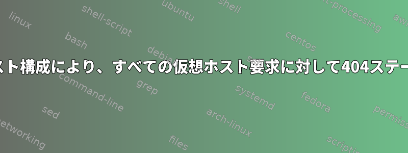 一般的な大規模仮想ホスト構成により、すべての仮想ホスト要求に対して404ステータスコードが発生する