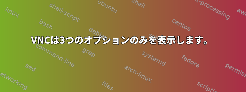 VNCは3つのオプションのみを表示します。