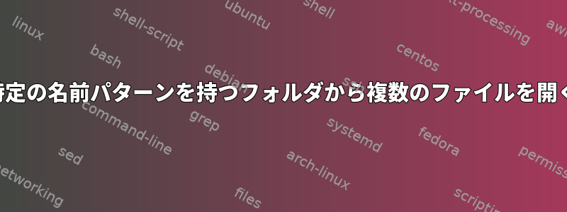 特定の名前パターンを持つフォルダから複数のファイルを開く