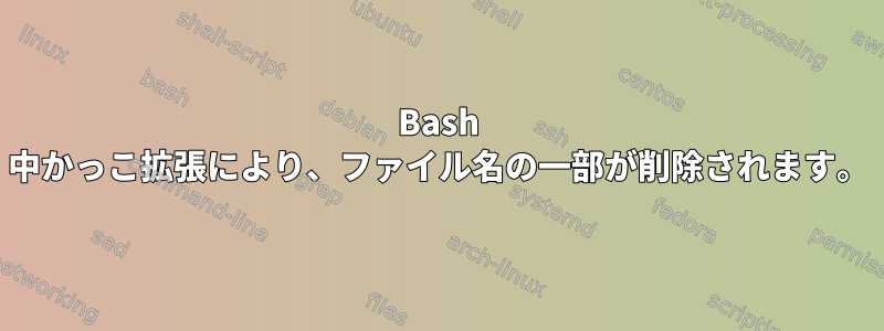 Bash 中かっこ拡張により、ファイル名の一部が削除されます。