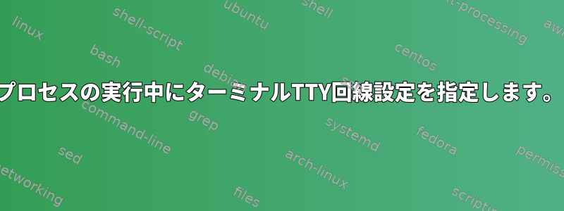 プロセスの実行中にターミナルTTY回線設定を指定します。