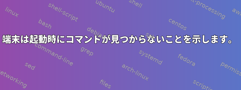 端末は起動時にコマンドが見つからないことを示します。