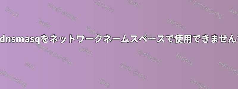 最初は、dnsmasqをネットワークネームスペースで使用できませんでした。