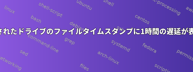 マウントされたドライブのファイルタイムスタンプに1時間の遅延が表示される