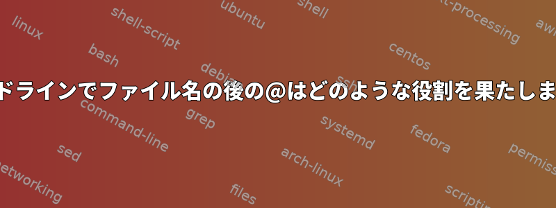 コマンドラインでファイル名の後の@はどのような役割を果たしますか？