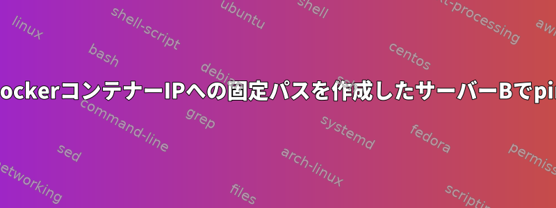 サーバーAのローカルDockerコンテナーIPへの固定パスを作成したサーバーBでpingを実行できません。