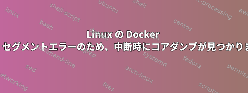 Linux の Docker イメージでは、セグメントエラーのため、中断時にコアダンプが見つかりませんでした。