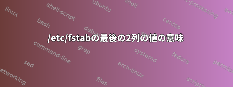 /etc/fstabの最後の2列の値の意味