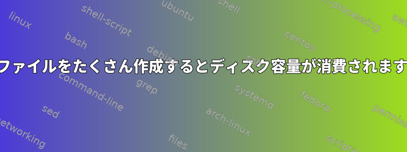 空のファイルをたくさん作成するとディスク容量が消費されますか？