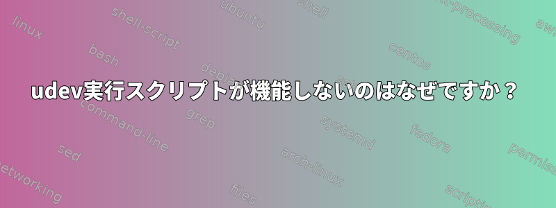 udev実行スクリプトが機能しないのはなぜですか？