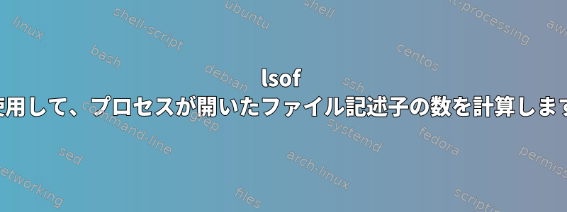 lsof を使用して、プロセスが開いたファイル記述子の数を計算します。