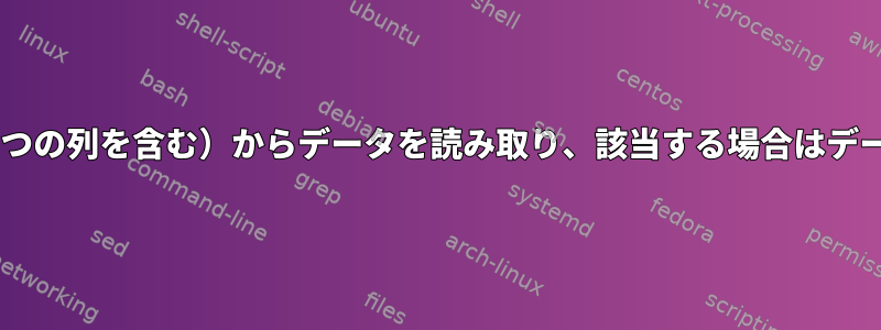 両方のファイル（1つの列を含む）からデータを読み取り、該当する場合はデータを表示します。