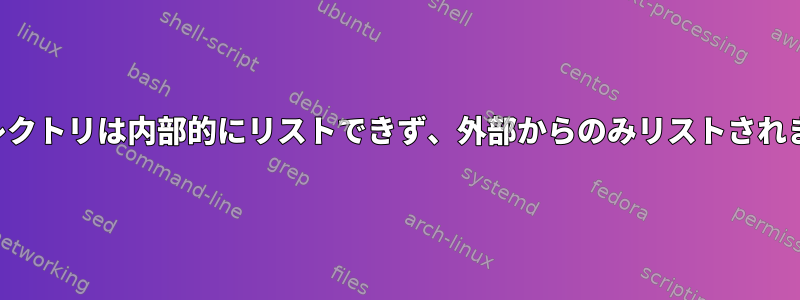 ディレクトリは内部的にリストできず、外部からのみリストされます。