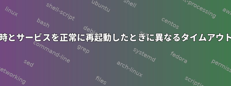 systemdは、再起動時とサービスを正常に再起動したときに異なるタイムアウト設定を持ちますか？