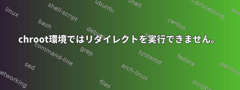 chroot環境ではリダイレクトを実行できません。