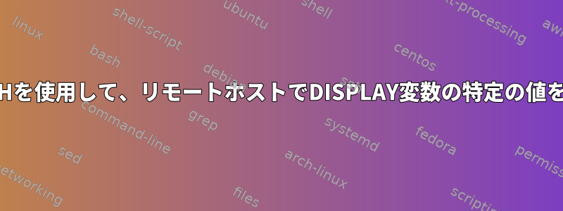 コマンドライン引数なしでSSHを使用して、リモートホストでDISPLAY変数の特定の値をどのように設定できますか？