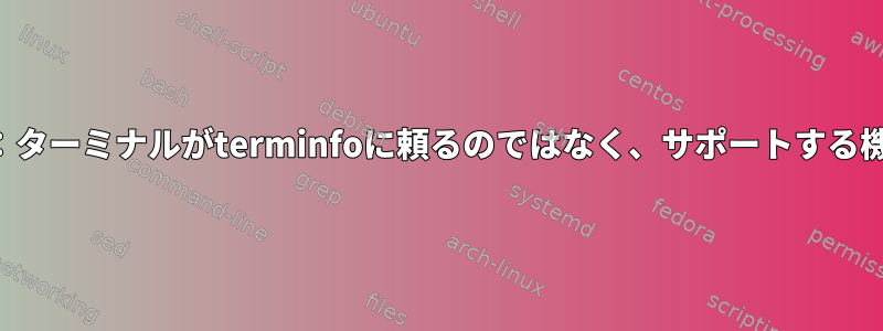 ターミナルエスケープシーケンス：ターミナルがterminfoに頼るのではなく、サポートする機能を報告しないのはなぜですか？