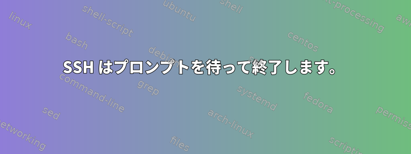 SSH はプロンプトを待って終了します。